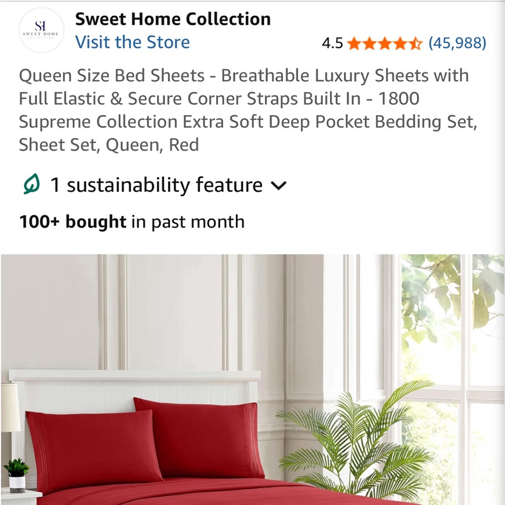 Queen Size Red Bedding Sheet Set - Classic Comfort - Picture 7 of 9